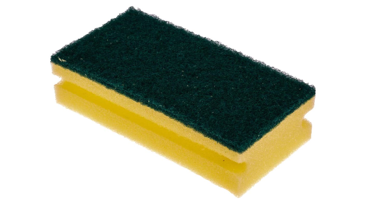 RS PRO Black, Yellow Sponge Scourer 150mm x 65mm x 40mm, for Industrial, Kitchen Use