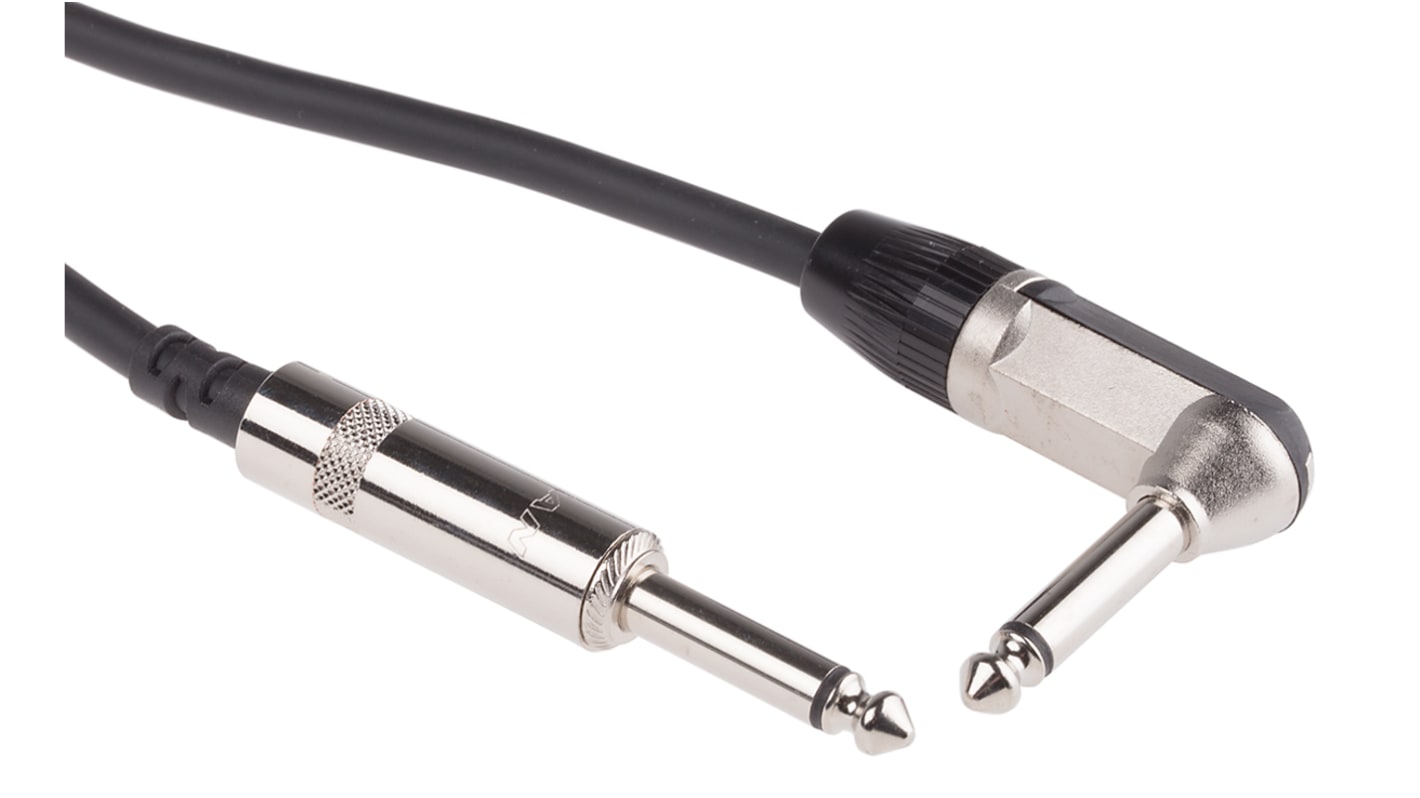 RS PRO 6.35mm Mono Jack to 6.35mm Mono Jack Aux Cable, Black, 6m