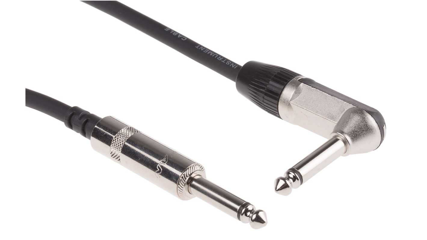 RS PRO 6.35mm Mono Jack to 6.35mm Mono Jack Aux Cable, Black, 3m