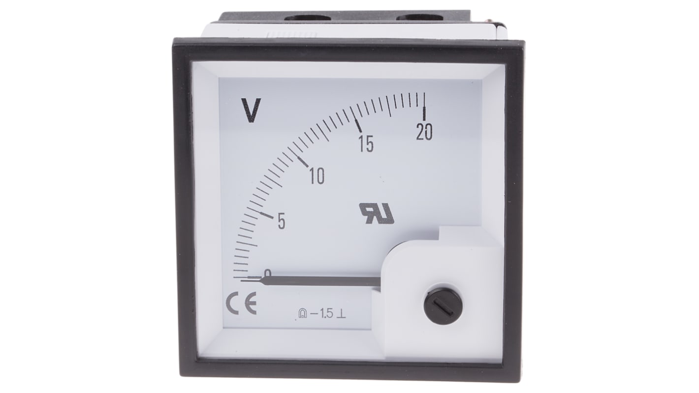 Voltmètre analogique RS PRO, V c.c. 0 → 20V, ±1,5 %