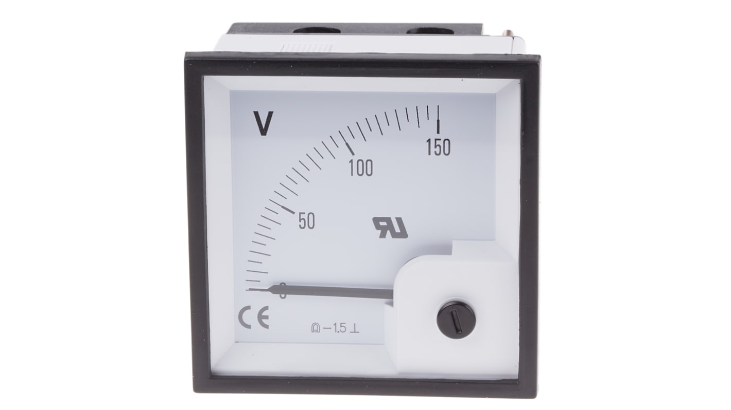 Voltmètre analogique RS PRO, V c.c. 0 → 150V, ±1,5 %