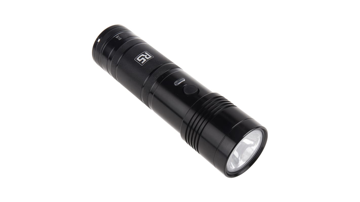 Lampe torche LED RS PRO LED non rechargeable, Noir, 500 lm