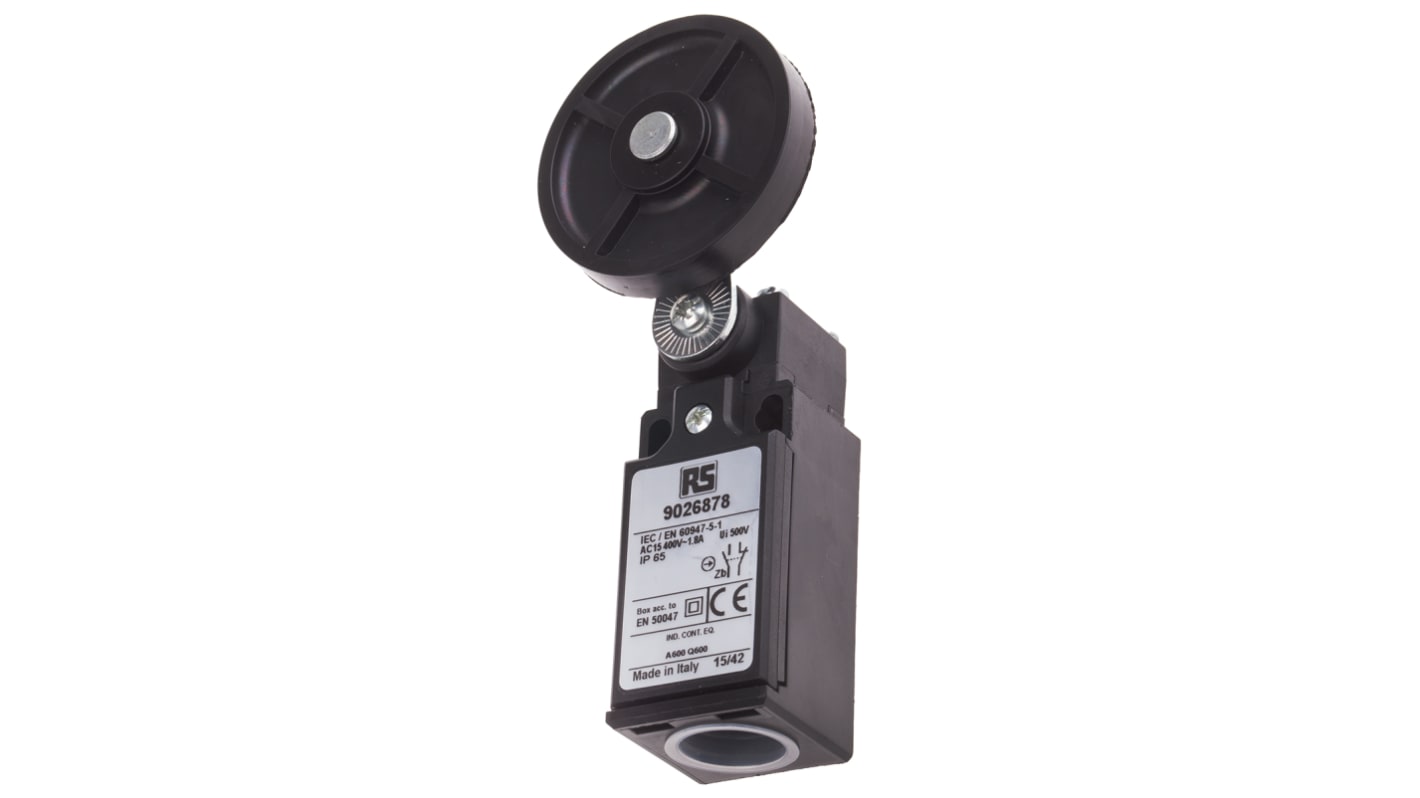 RS PRO Roller Lever Limit Switch, NO/NC, IP65, DPST, Thermoplastic Housing, 400V ac Max, 10A Max