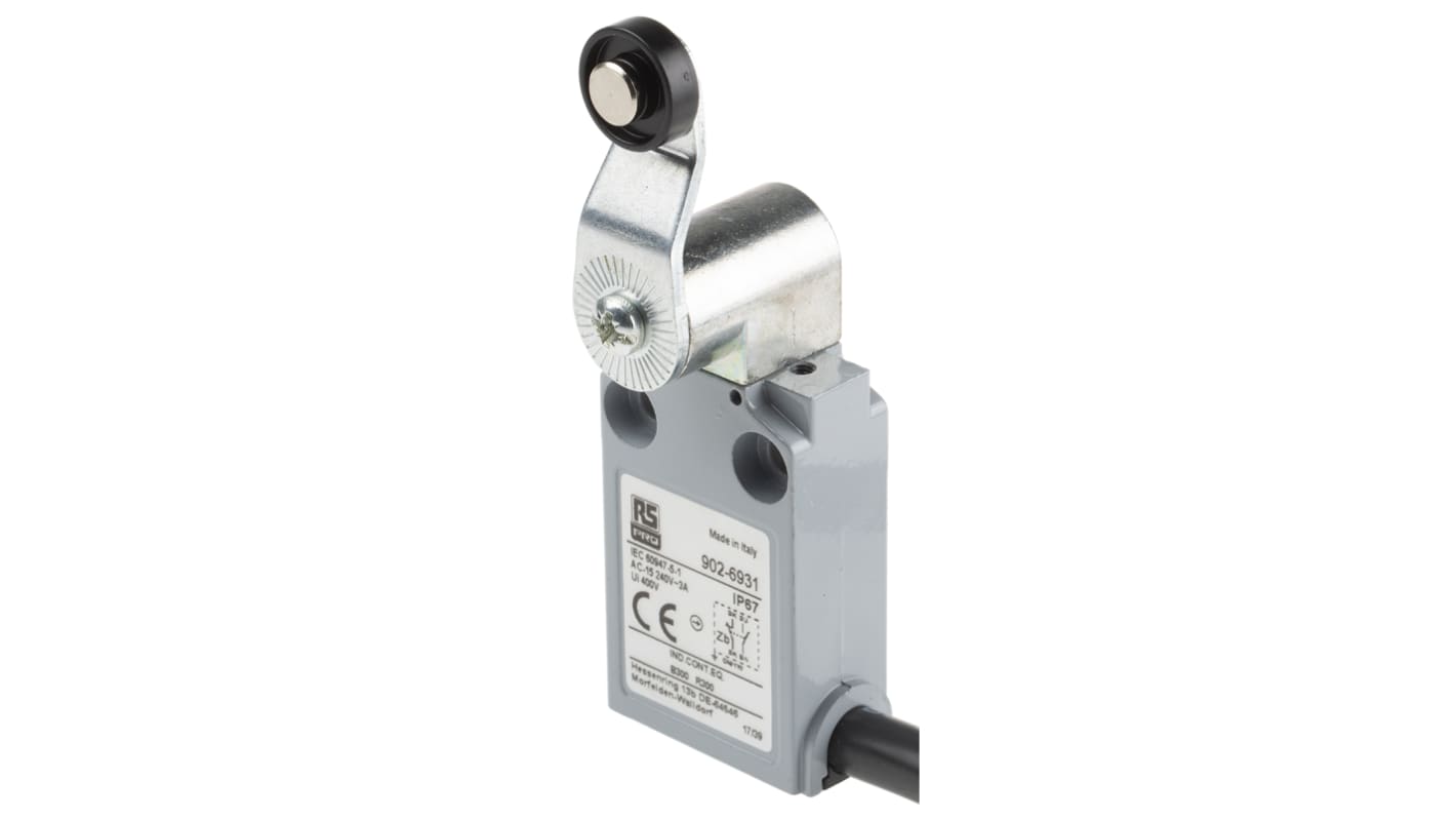 RS PRO Roller Lever Limit Switch, NO/NC, IP67, DPST, Die Cast Zinc ...