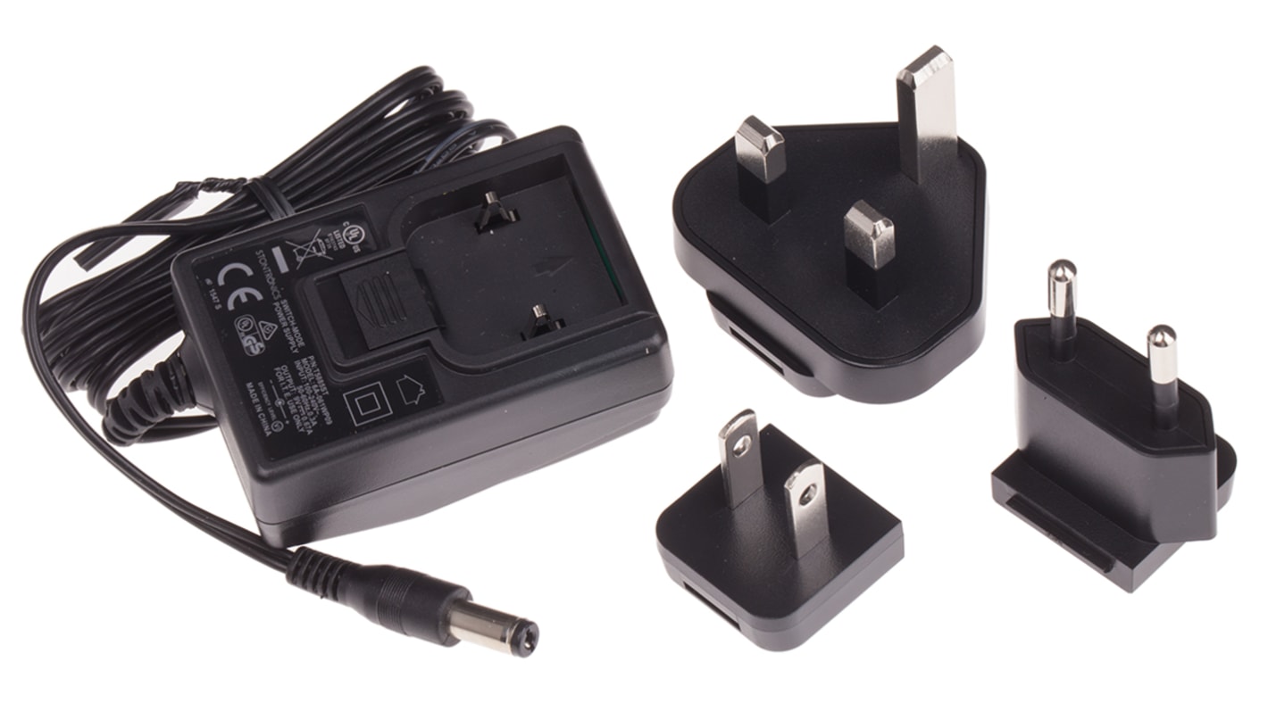 Hálózati adapter 9V dc 1 kimenetes AC/DC adapter, 670mA, 6W, dugasz típusa: Európai, cserélhető UK, US Plugtop