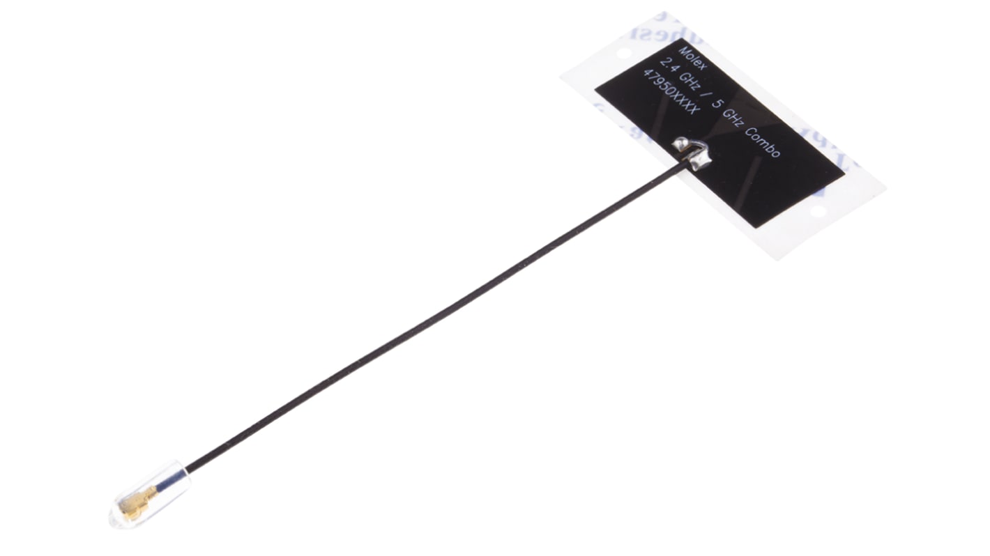 Molex 47950 Bluetooth (BLE), WLAN WiFi-Antenne 2,4 GHz, 5 GHz / 2.27, 4.9dBi Micro-Koaxial HF Rundstrahlantenne