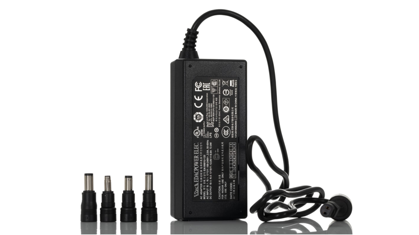 Hálózati adapter 12V dc 1 kimenetes, 6A, 72W, dugasz típusa: C14