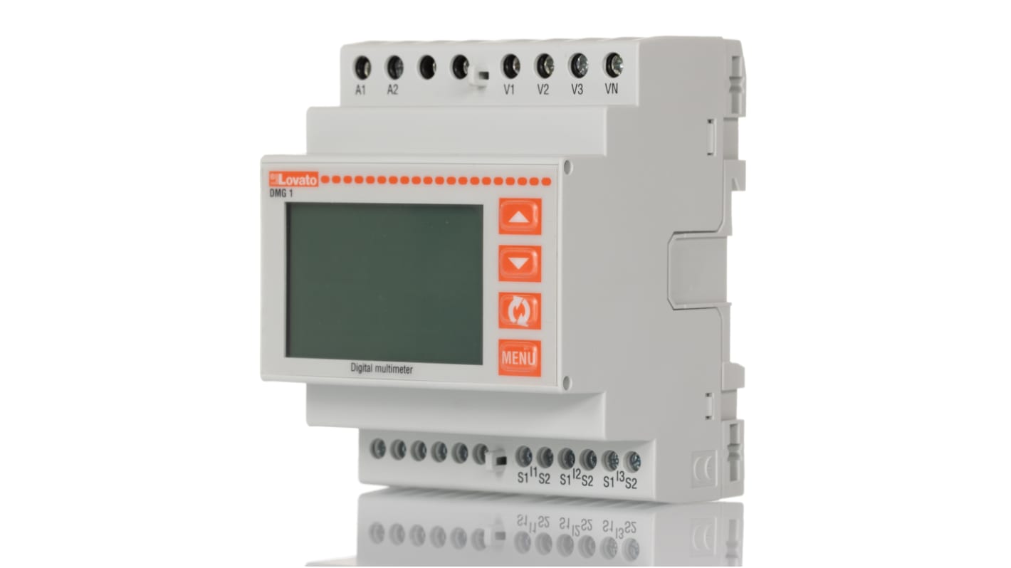 Analizador de red multifunción de panel Lovato serie DMG, display LCD, precisión ± 1%, 3 fases