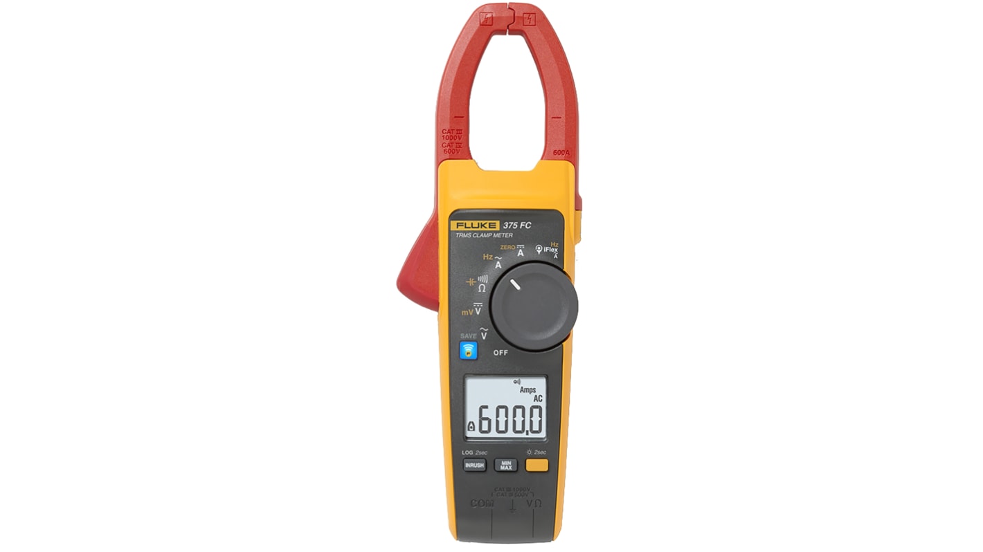 Fluke 375 FC Tangmeter, Max. AC strøm 600A ac, DC strøm 600A dc Bluetooth