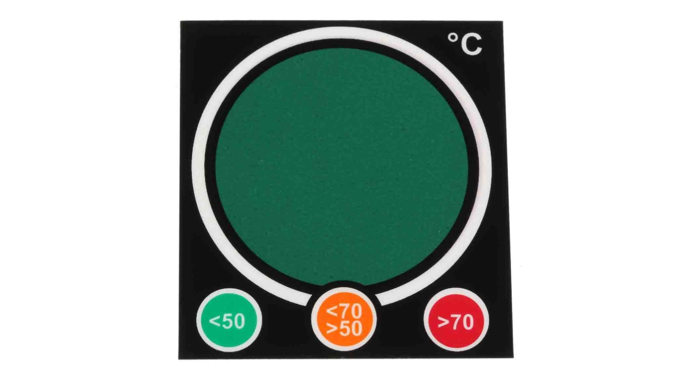 Etiquetas termosensibles reversibles RS PRO de 50°C → 70°C con 3 niveles, dim. 52mm x 48mm