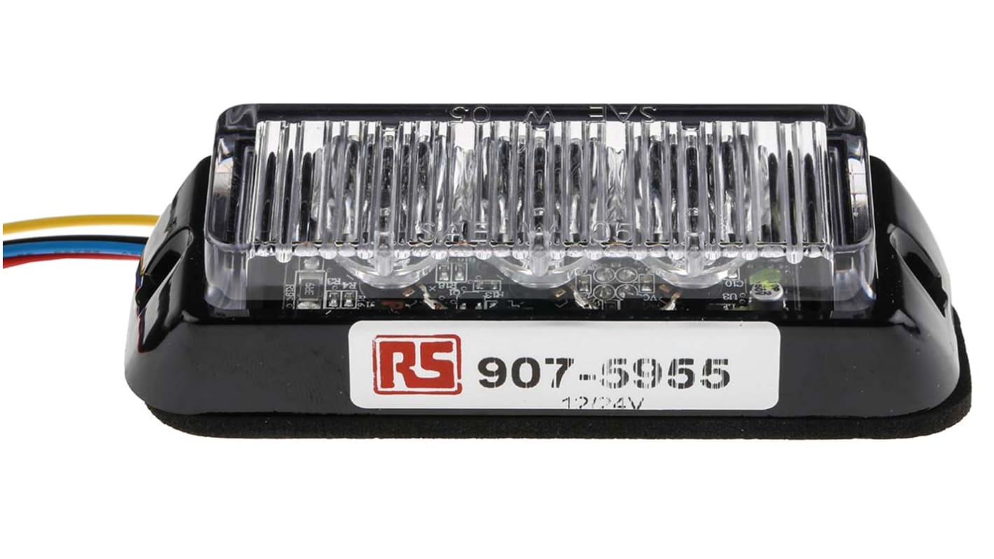 RS PRO Amber Flashing Light Module, 12 V dc, 24 V dc, Surface Mount, Wall Mount, LED Bulb, IP67