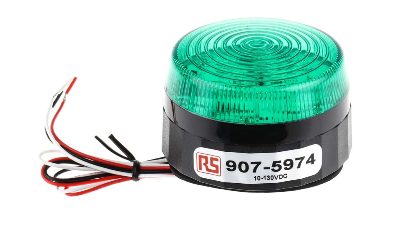 Indicador luminoso RS PRO, efecto Intermitente, LED, Verde, alim. 10 → 100 V cc