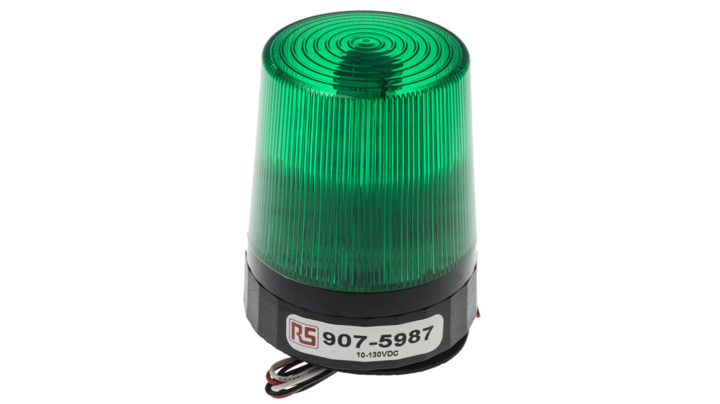 RS PRO Green Flashing Beacon, 10 → 100 V dc, Screw Mount, LED Bulb, IP67