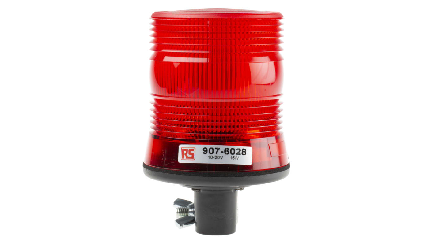 RS PRO Red Flashing Beacon, 10 → 100 V dc, DIN Mount, Tube Mount, LED Bulb, IP56