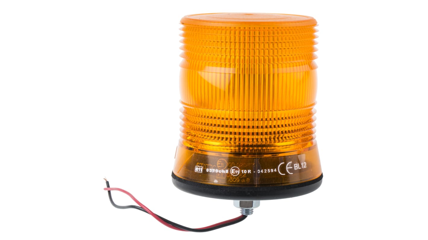 RS PRO Amber Flashing Beacon, 10 → 100 V dc, Single Point Mount, LED Bulb, IP56