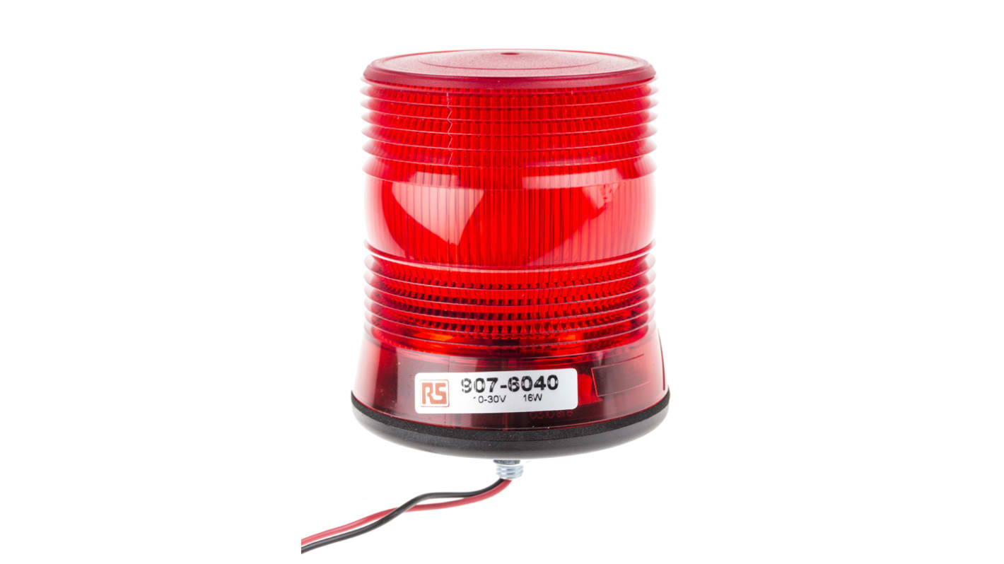 Jeladó Vörös, Villogó 300 mA, 600 mA, LED, Egypontos rögzítés rögzítésű, 10 →100 V DC EMC, RoHS megfelelőségű