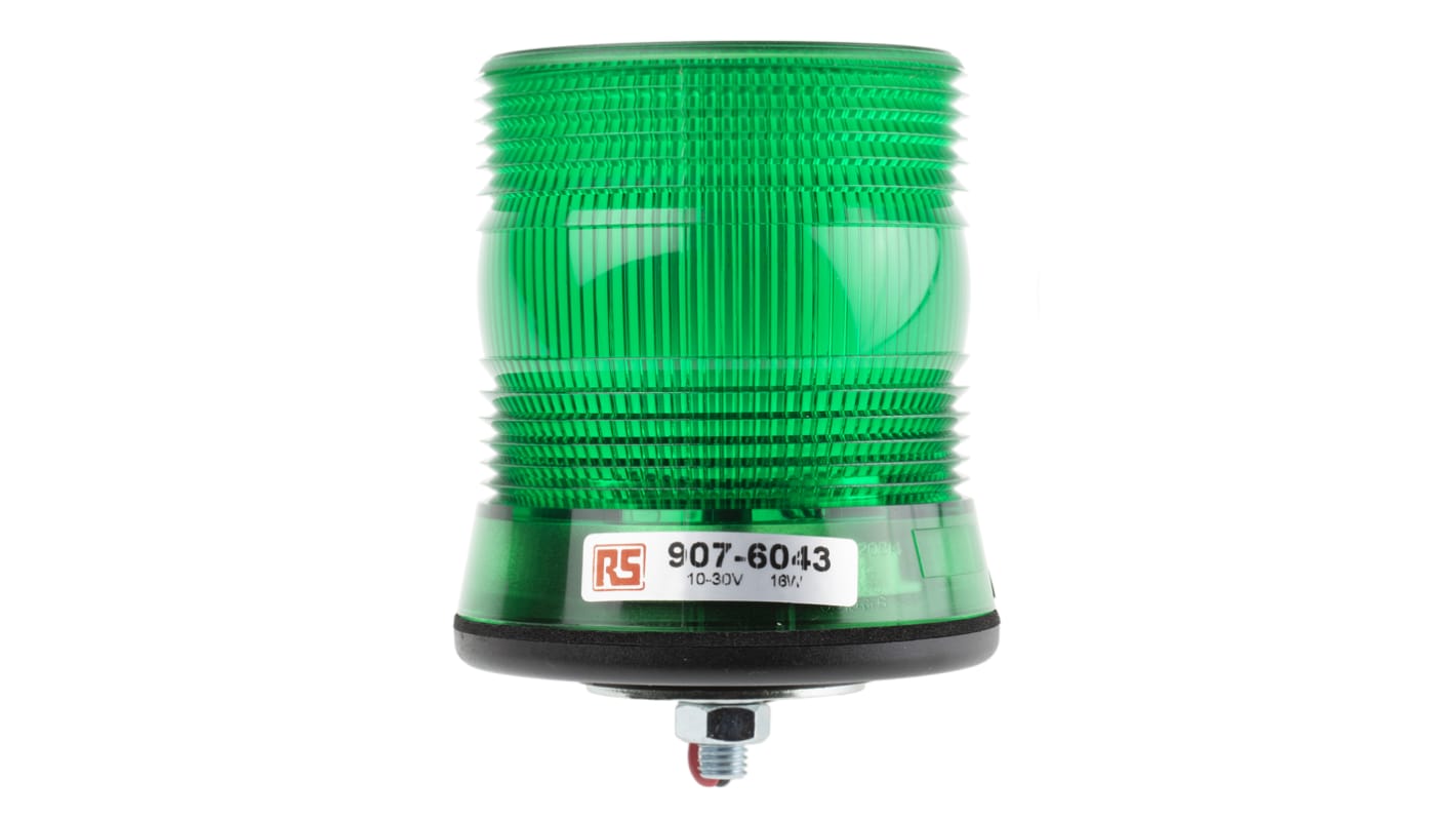 RS PRO Green Flashing Beacon, 10 → 100 V dc, Single Point Mount, LED Bulb, IP56