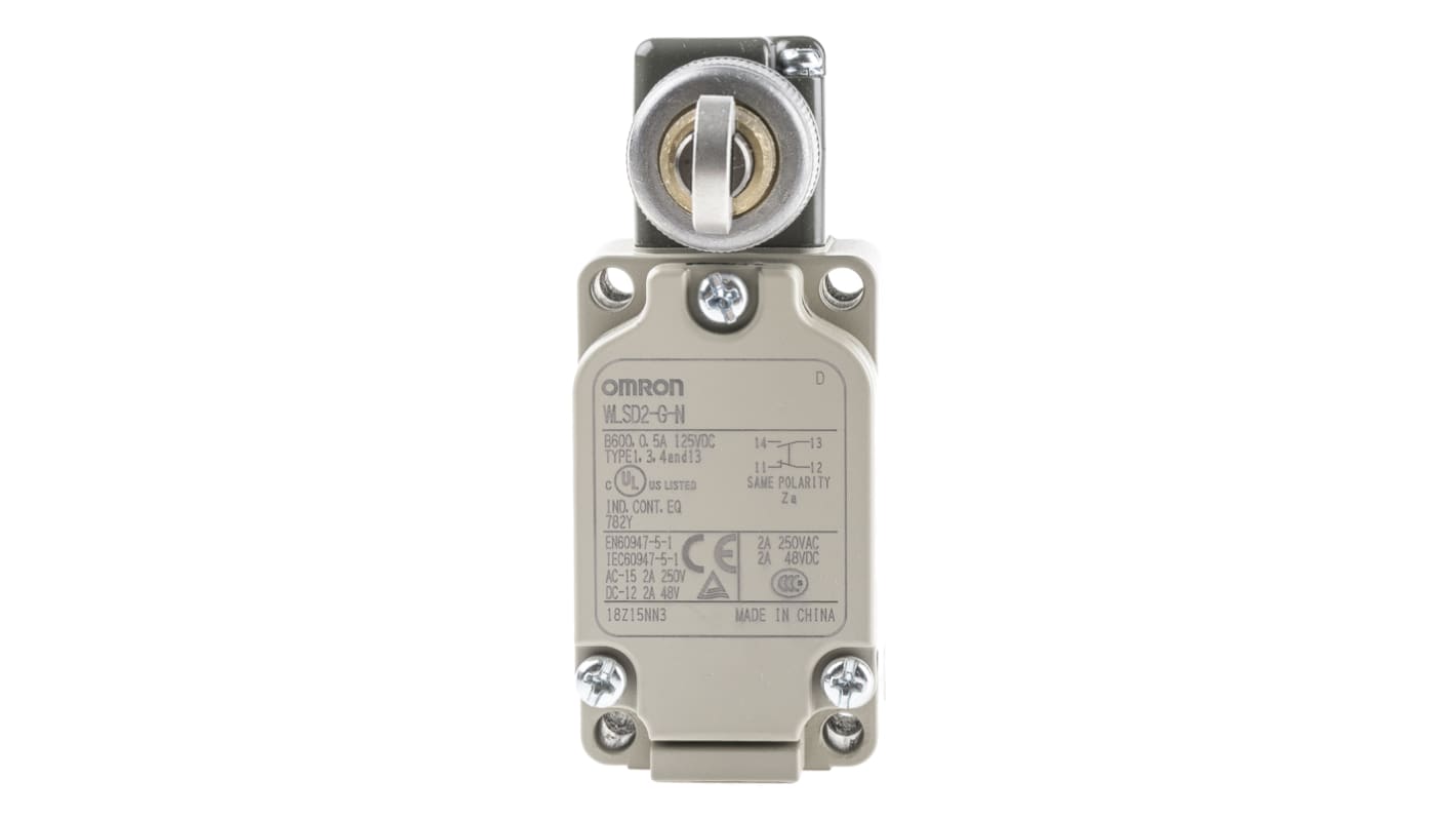 Omron WL Series Roller Plunger Limit Switch, NO/NC, IP67, SPST, 500V ac Max, 10A Max