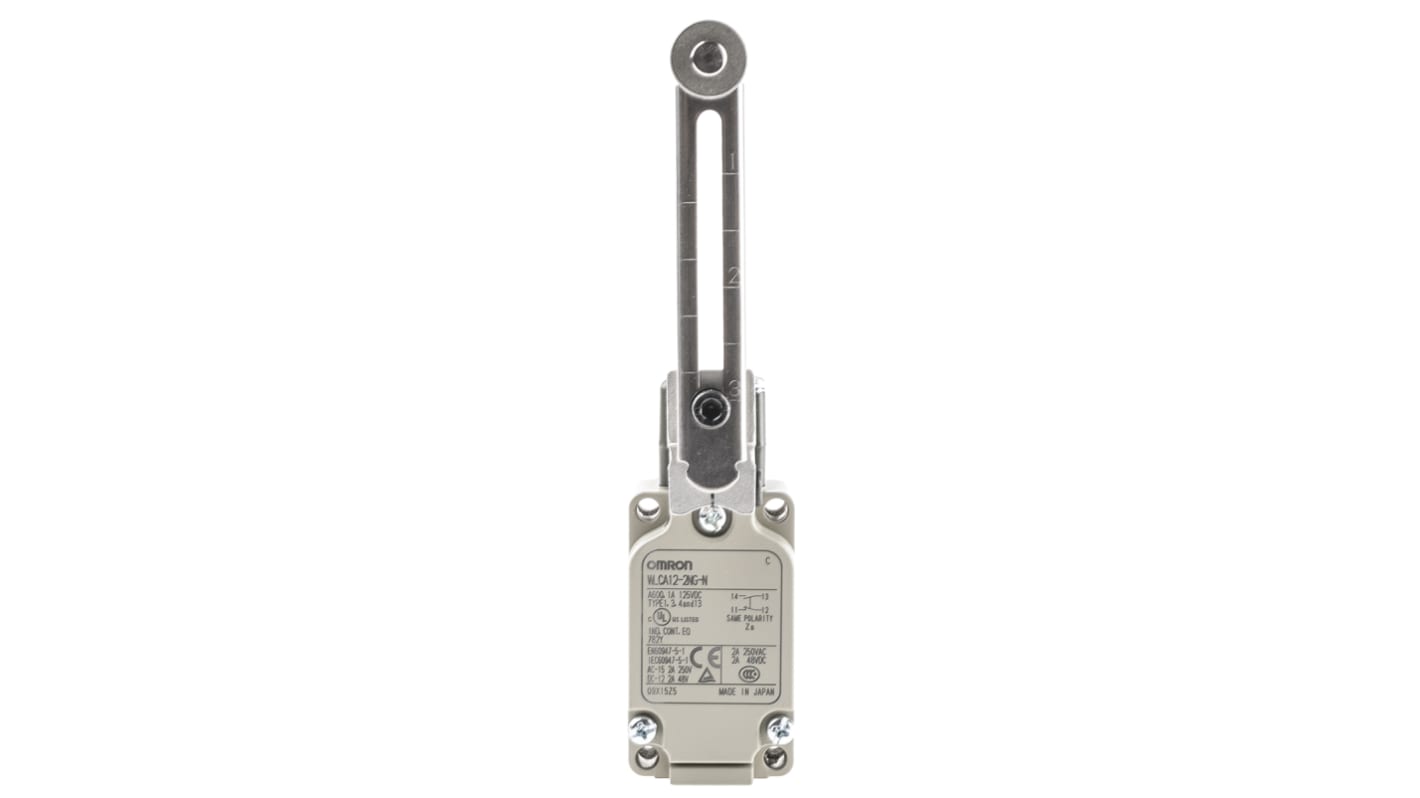 Omron WL Series Roller Lever Limit Switch, NO/NC, IP67, SPST, 500V ac Max, 10A Max