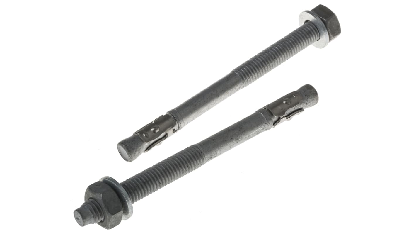 RS PRO Carbon Steel Anchor Bolt M10 x 125mm, 10mm Fixing Hole