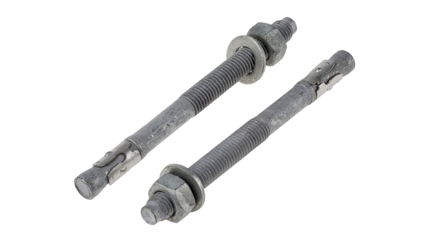 RS PRO Carbon Steel Anchor Bolt M12 x 145mm, 12mm Fixing Hole RS