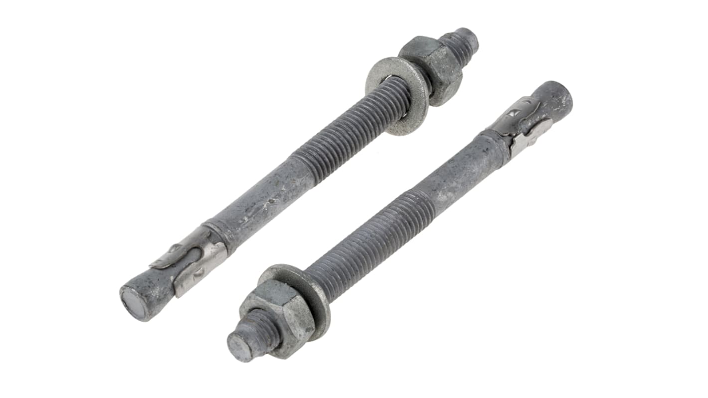 RS PRO Carbon Steel Anchor Bolt M12 x 145mm, 12mm Fixing Hole