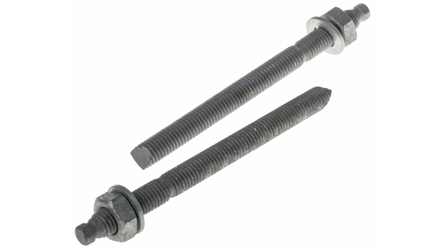 RS PRO Carbon Steel Anchor Bolt M10 x 130mm, 12mm Fixing Hole