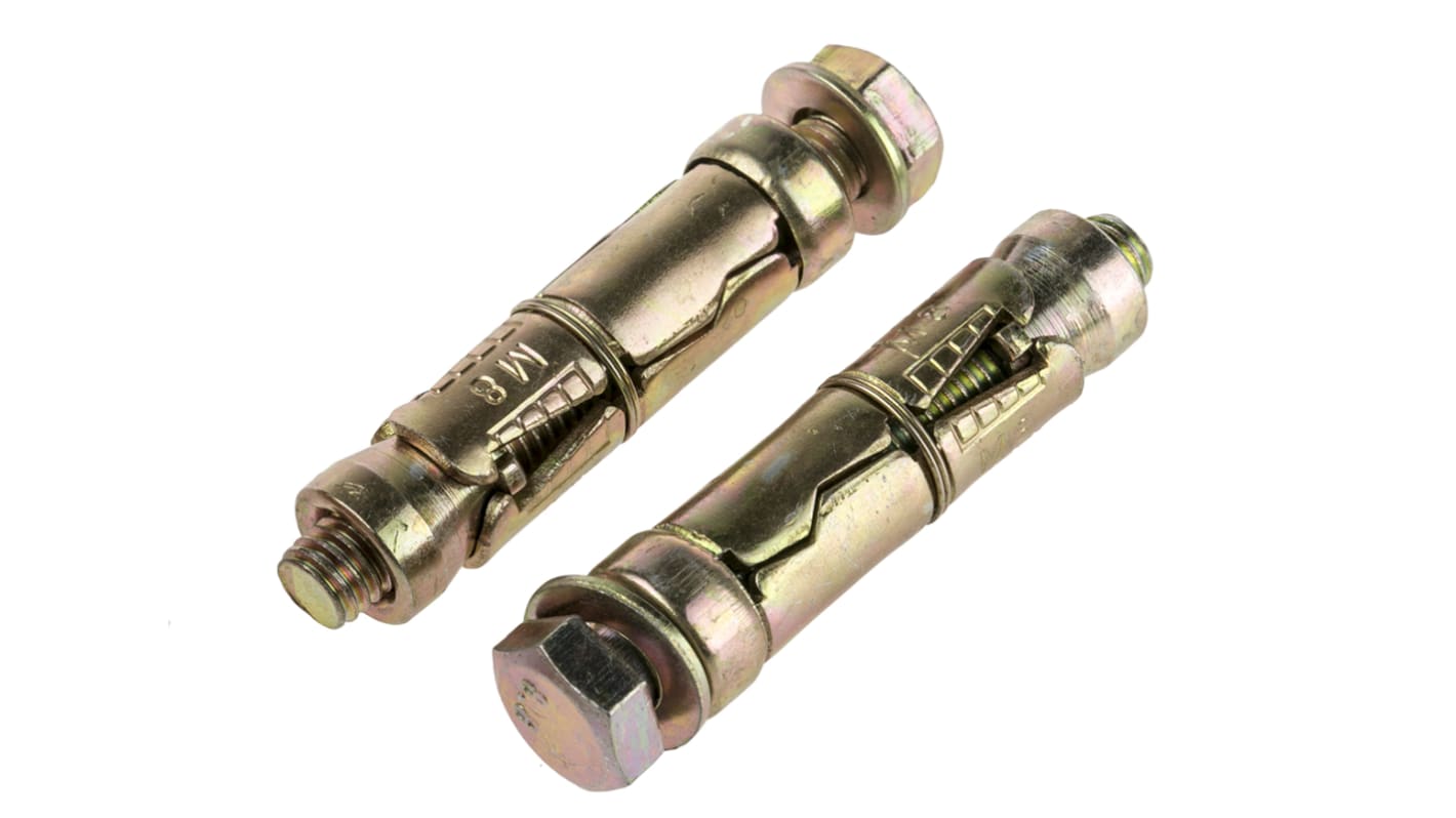 RS PRO Carbon Steel Shield Anchor Loose Bolt M8 x 50mm, 14mm Fixing Hole RS