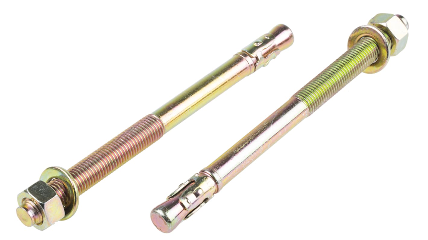 RS PRO Carbon Steel Anchor Bolt M16 x 220mm, 16mm Fixing Hole RS