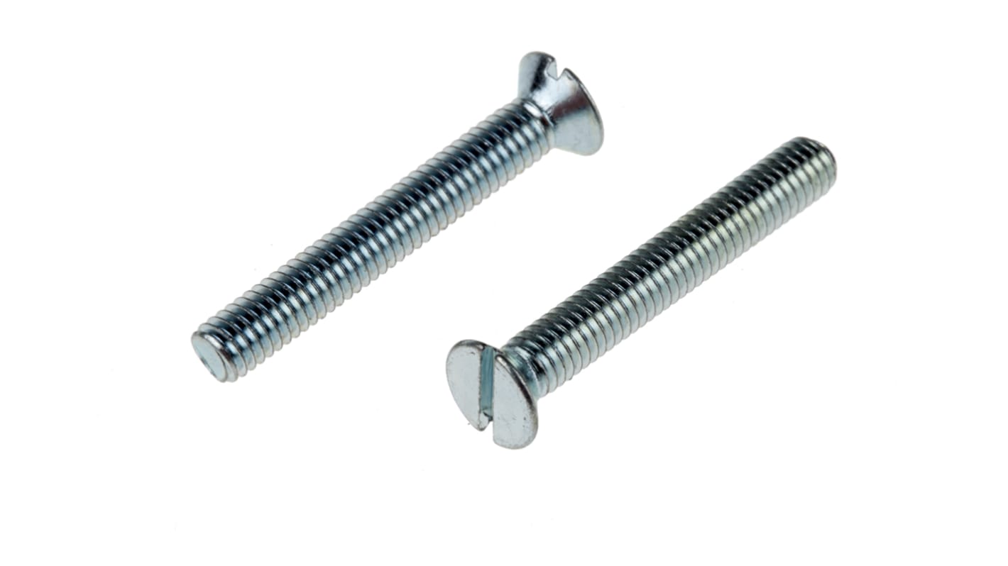 RS PRO Slot Countersunk Steel Machine Screws DIN 963, M3.5x25mm