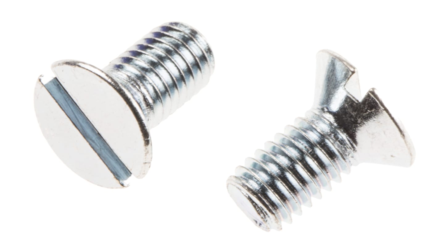 RS PRO Senkkopf Schlitz Schrauben verzinkt, M5 x 10mm Stahl