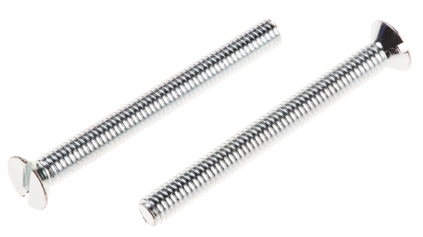 RS PRO Slot Countersunk Steel Machine Screws DIN 963, M4x40mm