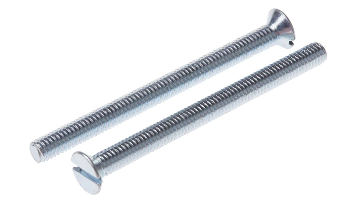 RS PRO Slot Countersunk Steel Machine Screws DIN 963, M4x50mm