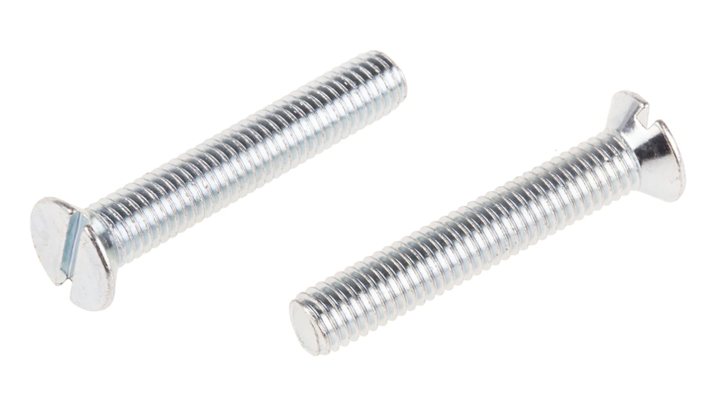 RS PRO Slot Countersunk Steel Machine Screws DIN 963, M5x30mm