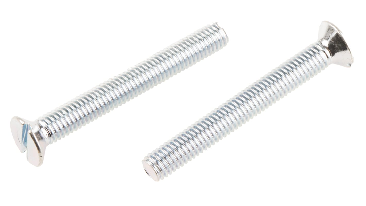 RS PRO Slot Countersunk Steel Machine Screws DIN 963, M5x40mm