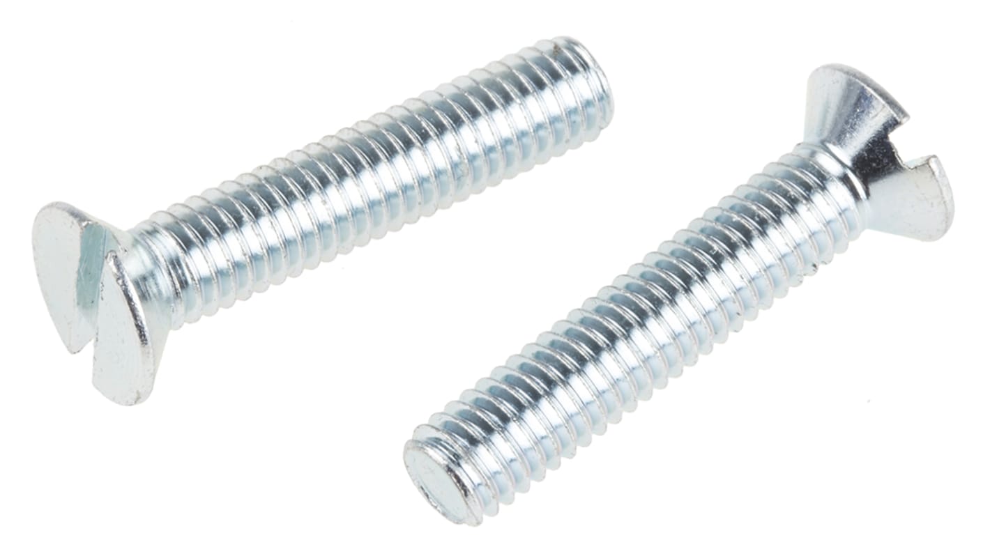 RS PRO Senkkopf Schlitz Schrauben verzinkt, M6 x 30mm Stahl