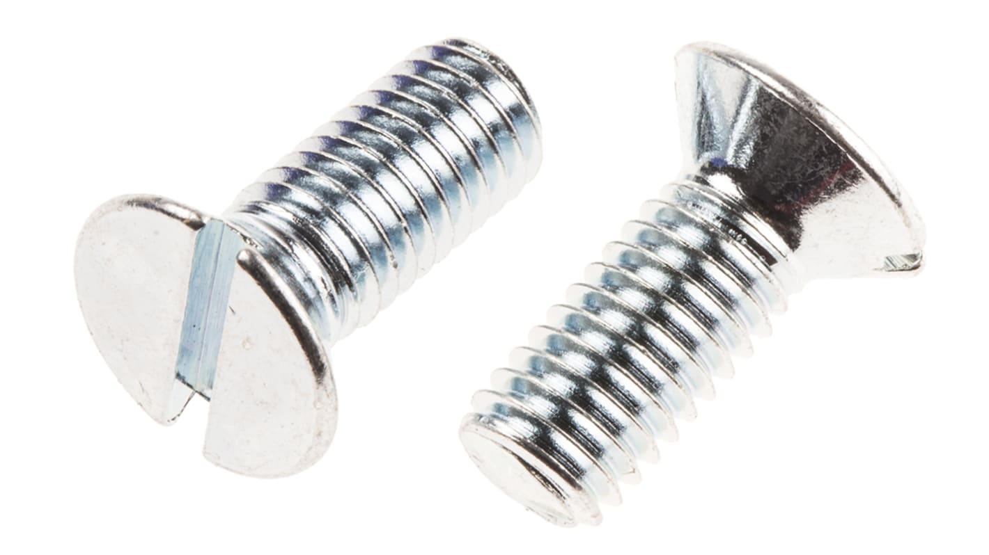 RS PRO Slot Countersunk Steel Machine Screws DIN 963, M8x20mm