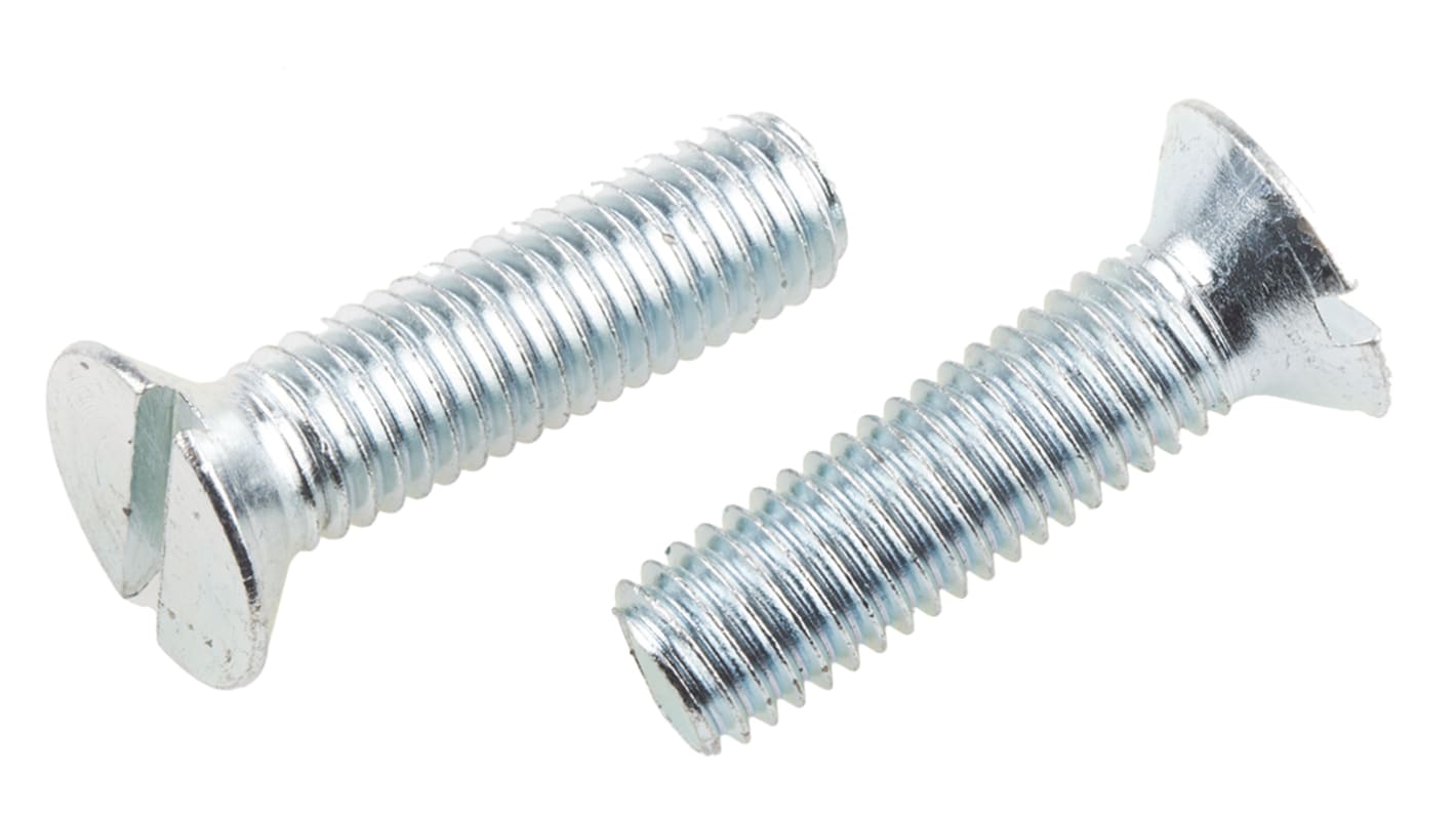 RS PRO Slot Countersunk Steel Machine Screws DIN 963, M8x30mm