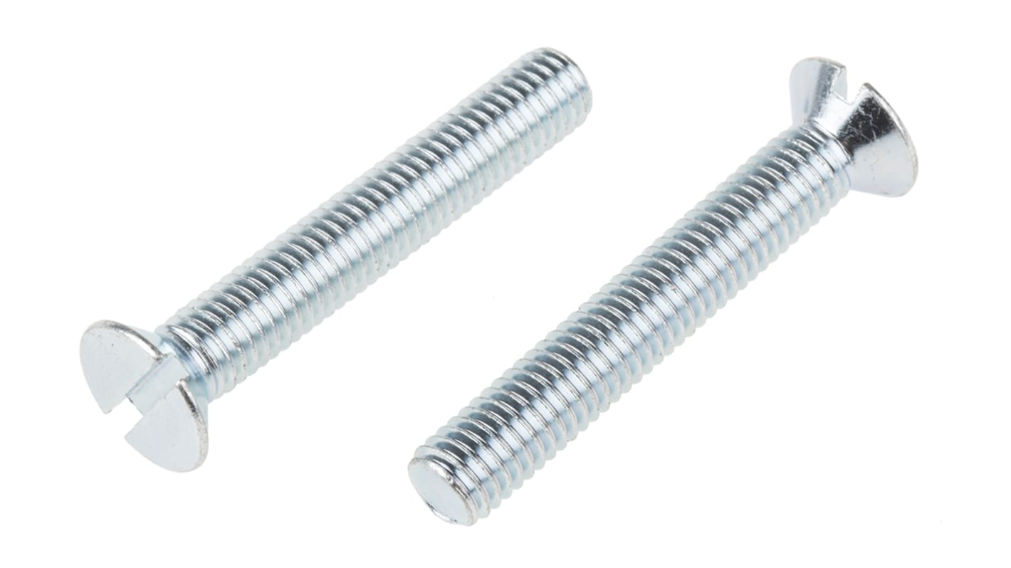 RS PRO Slot Countersunk Steel Machine Screws DIN 963, M8x50mm