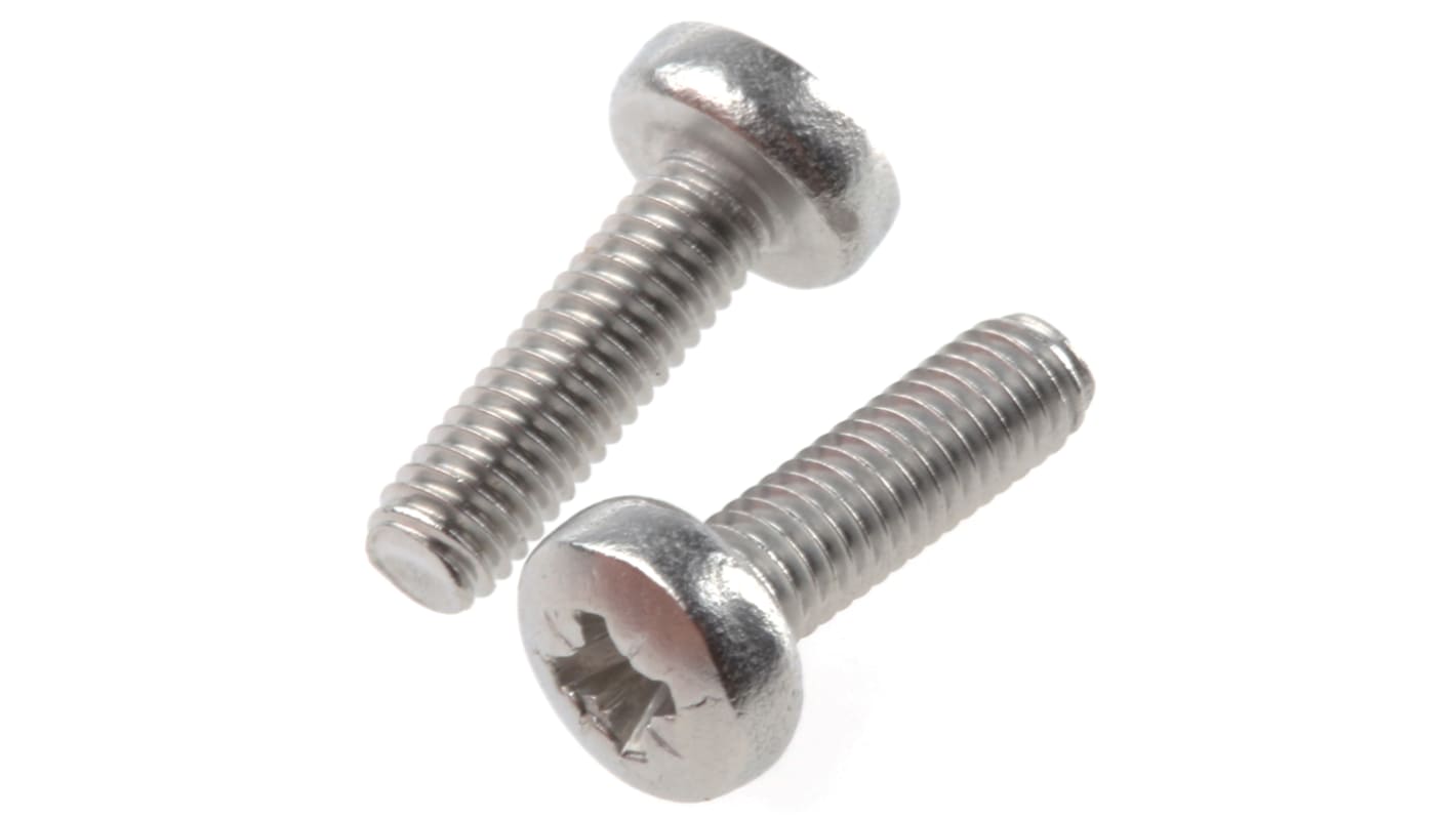 RS PRO Pozidriv Pan Steel Machine Screws DIN 7985, M2.5x5mm