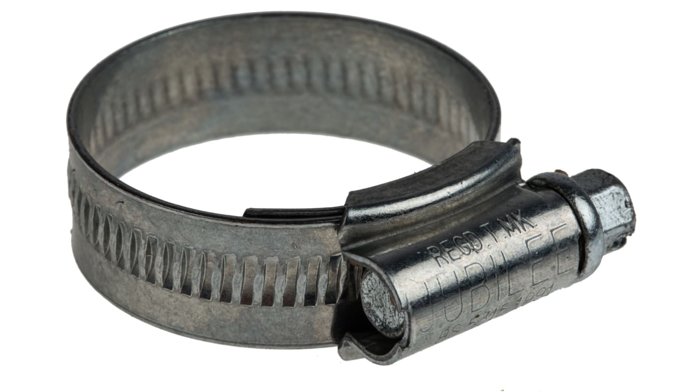 Abrazadera de tornillo sin fin Jubilee de Acero dulce chapado en zinc, Ø int. 25 → 35mm, anch. 13mm, accionador