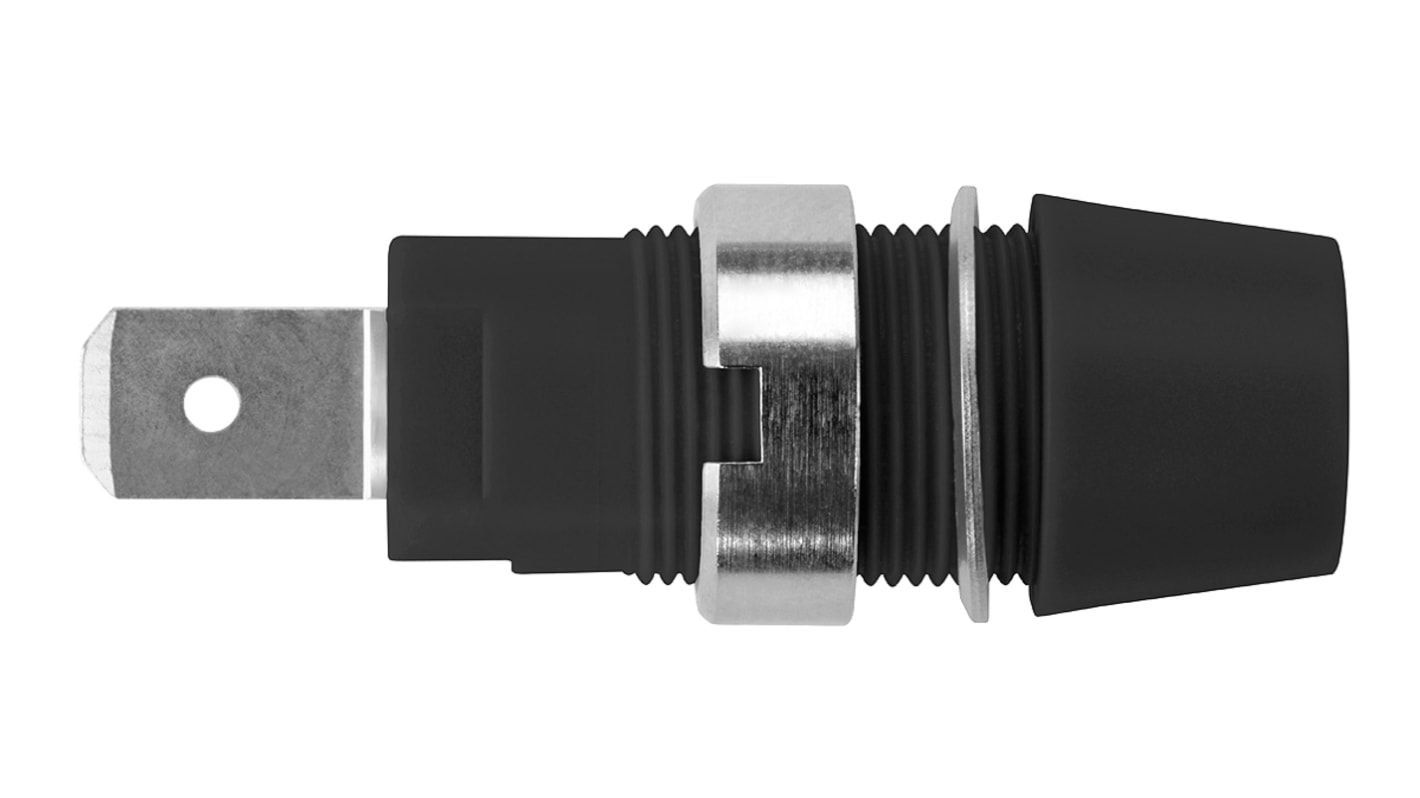 Schutzinger Black Female Banana Socket, 4 mm Connector, Tab Termination, 32A, 1000V, Nickel Plating