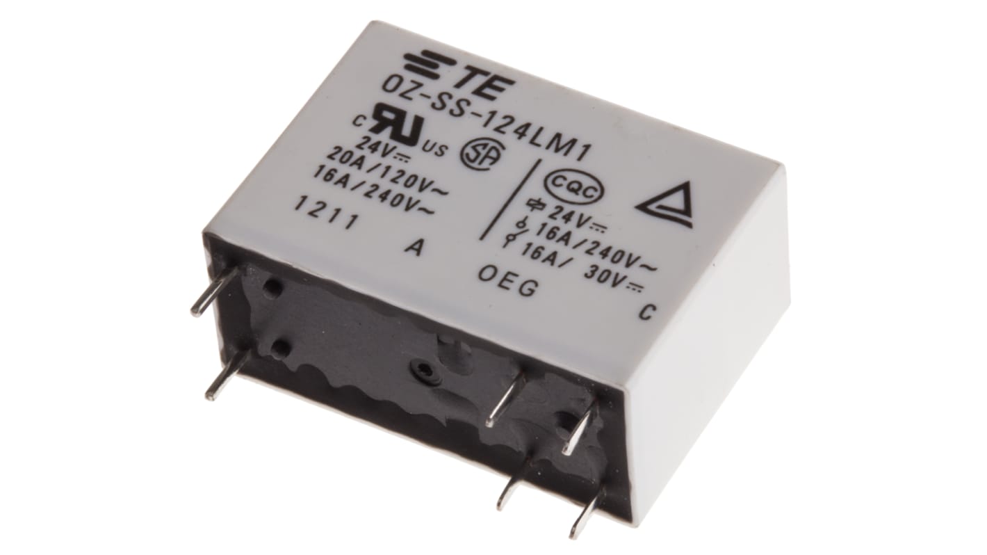 214400029 TE Connectivity PCB Mount Power Relay, 24V dc Coil, 16A