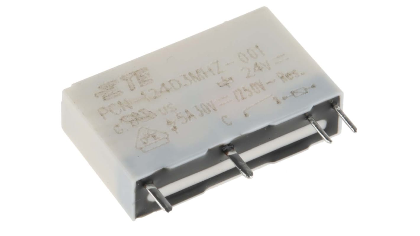 TE Connectivity PCB Mount Power Relay, 24V dc Coil, 5A Switching Current, SPST