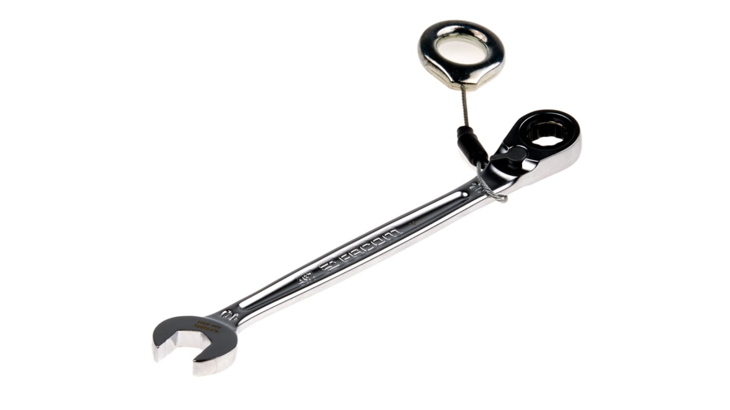 Facom Combination Ratchet Spanner, 10mm, Metric, Height Safe, Double Ended, 158 mm Overall