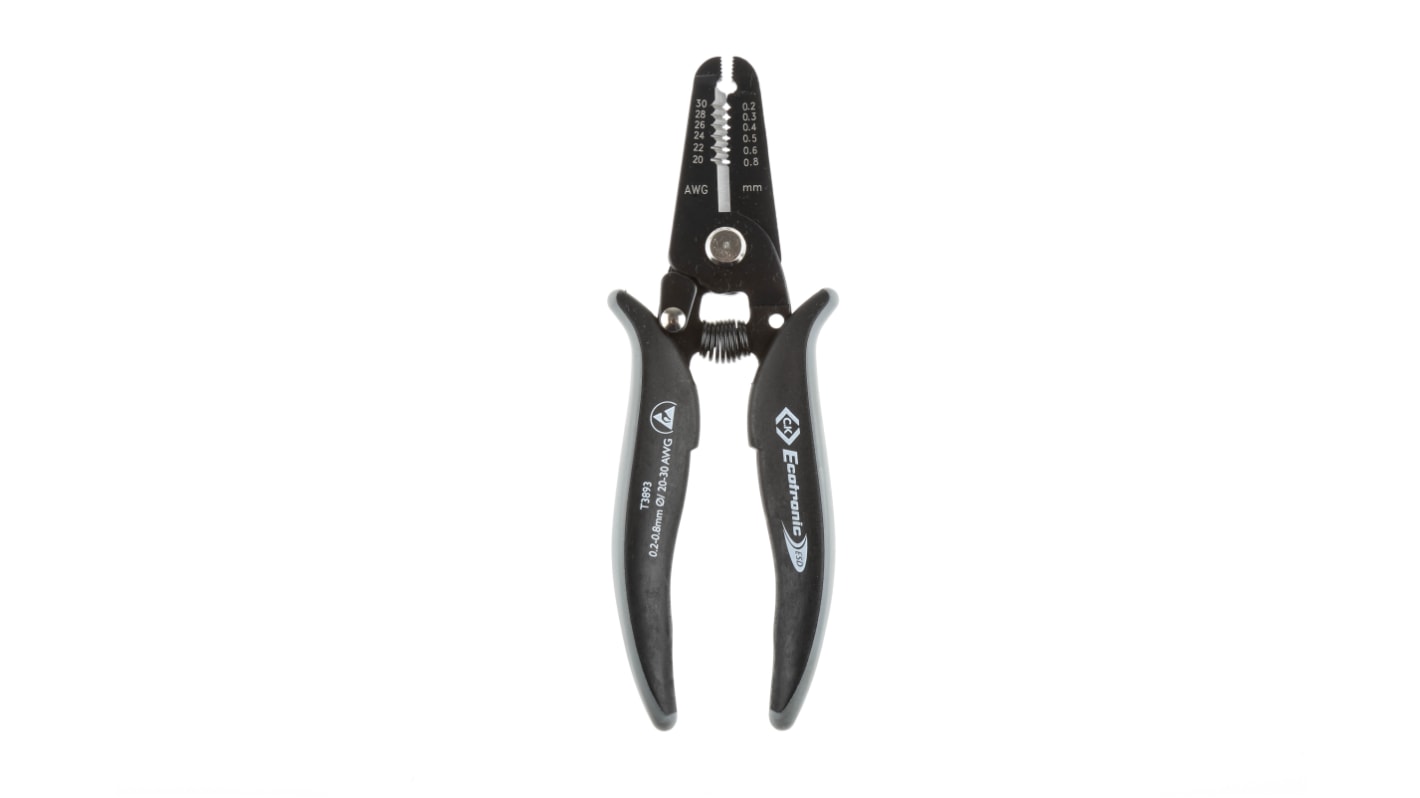 T3893 | CK Wire Stripper, 0.2mm Min, 0.8mm Max, 168 mm Overall | RS