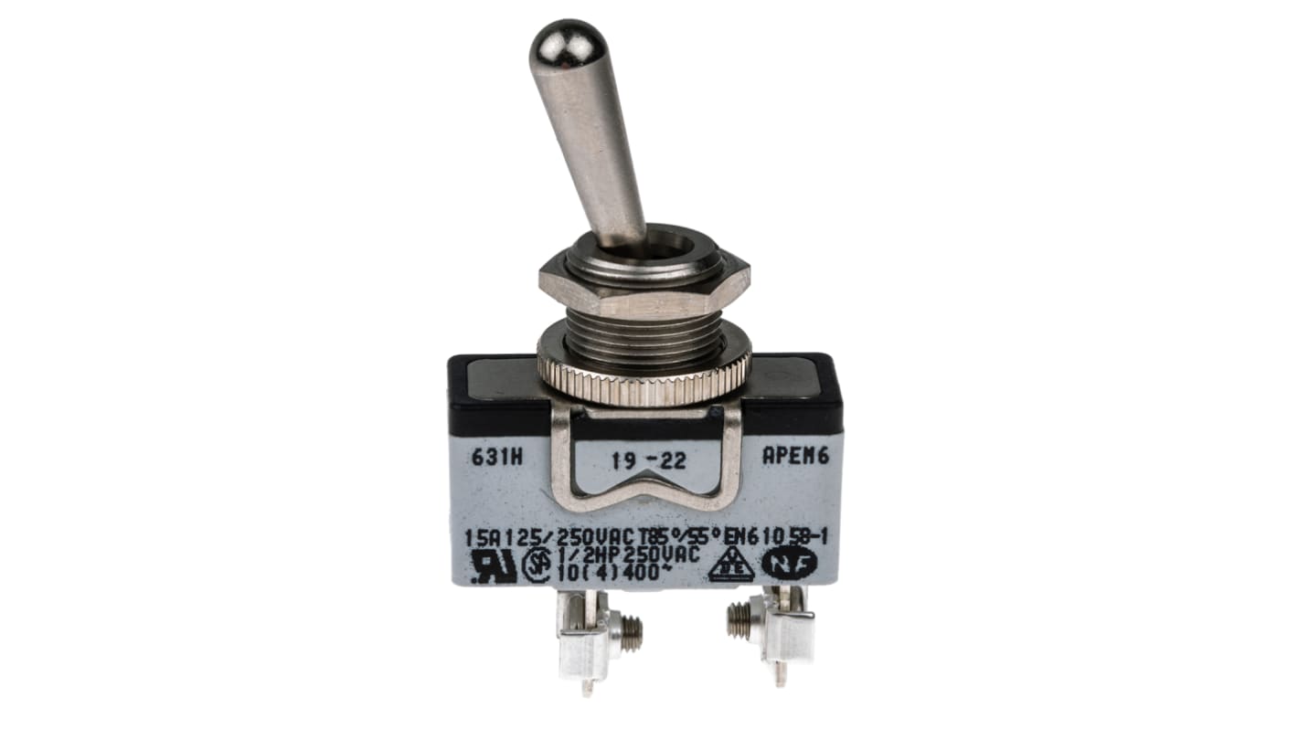 APEM Toggle Switch, Panel Mount, On-Off, SPDT, Screw Terminal, 400V ac