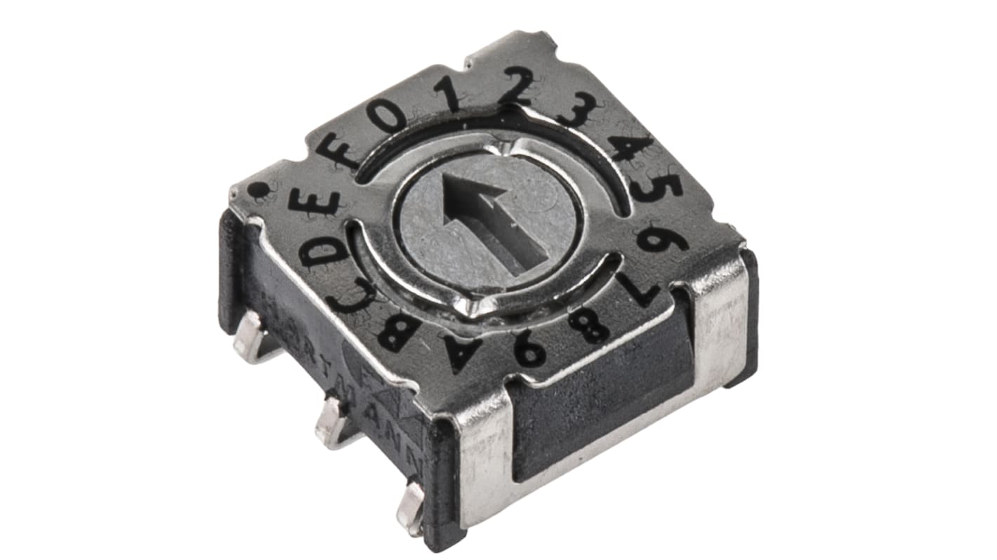 DIP switch, , SMD, Skruetrækker 100 mA, 400 mA, 16-vejs, -30 → +90°C