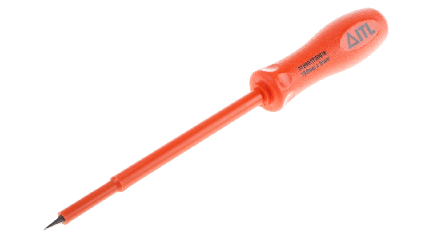 Destornillador aislado ITL Insulated Tools Ltd, tipo Destornillador aislado, punta plana 5x1 mm, hoja de 150 mm,