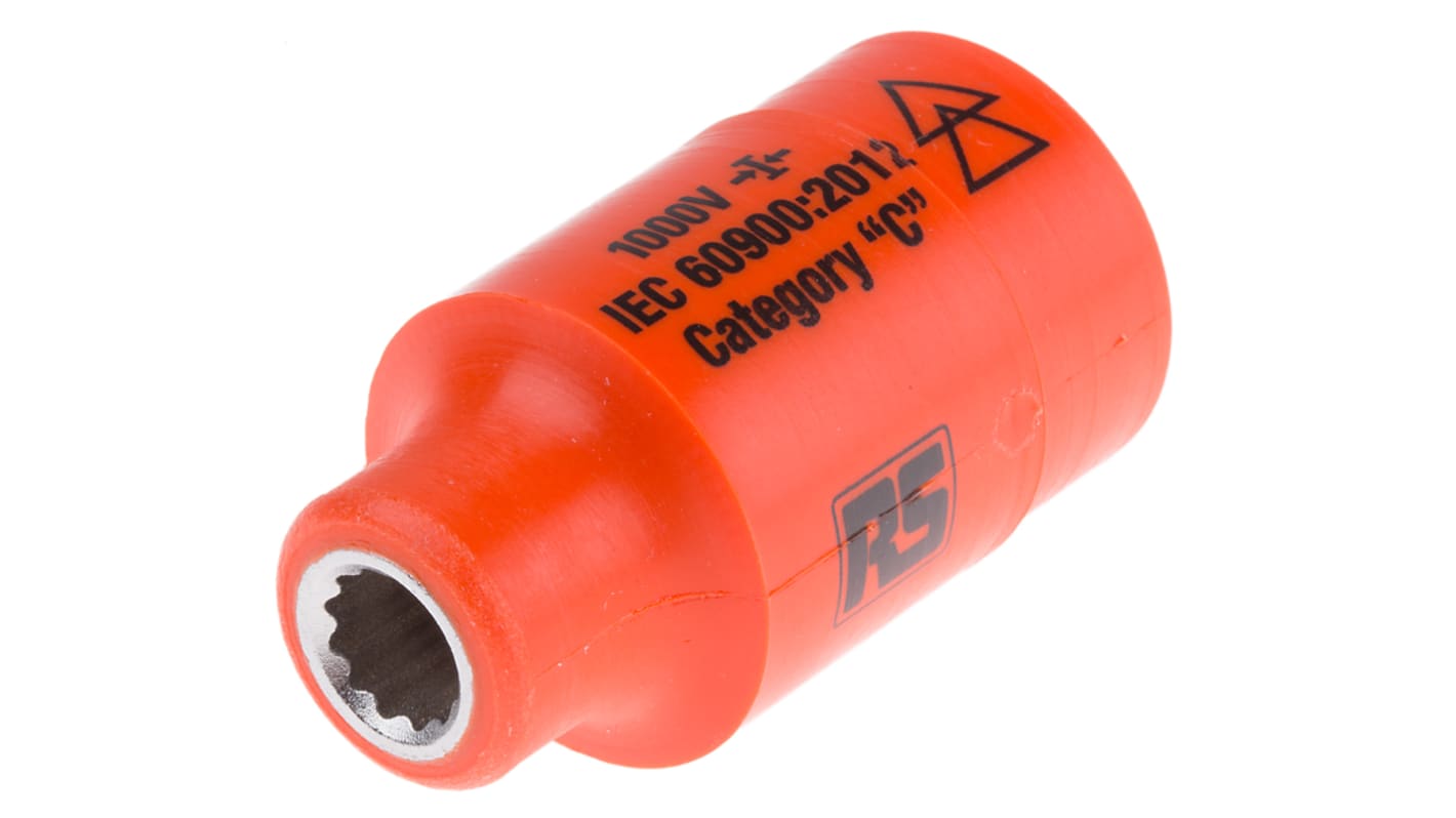 ITL Insulated Tools Ltd 1/2 in Drive 8mm Insulated Standard Socket, 12 point, VDE/1000V, 50 mm Overall Length